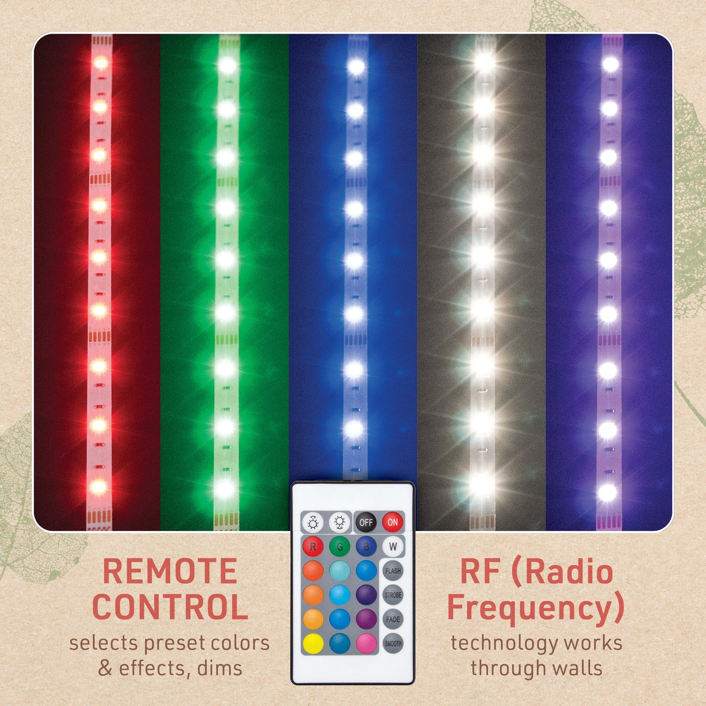 Multicolor 12" LED Strip Light Kit with Remote