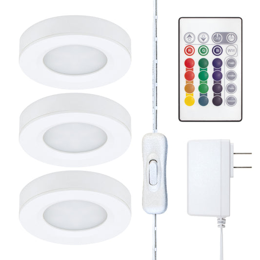 Multicolor LED Puck Light Kit with Remote